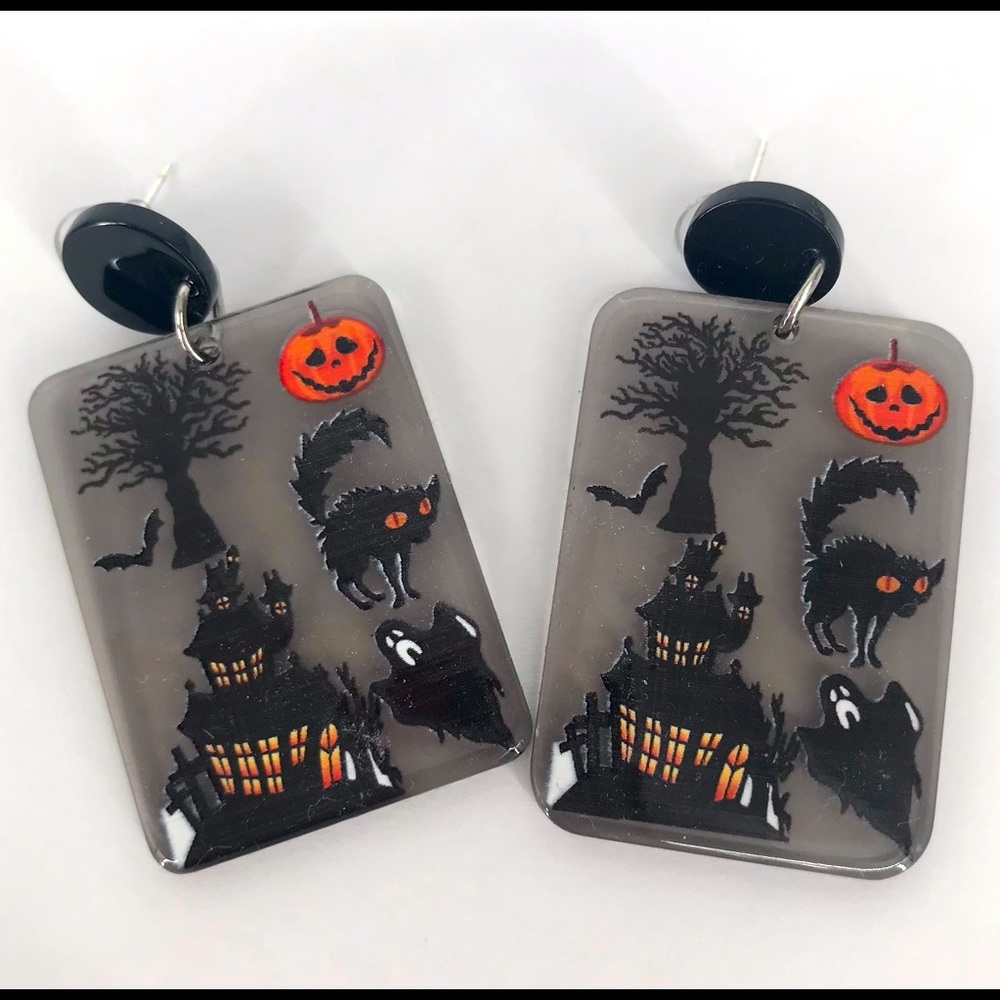 NWOT Large Acrylic Halloween Earrings